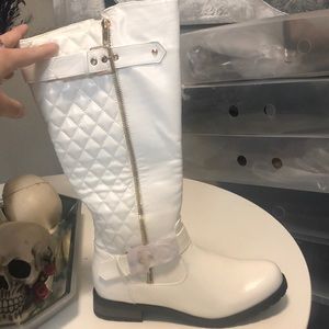 16 inch all white boots